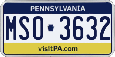 PA license plate MSO3632