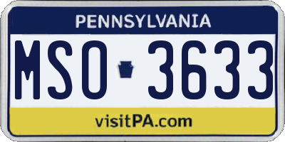 PA license plate MSO3633