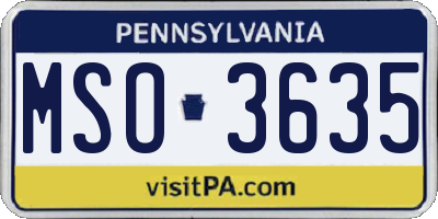 PA license plate MSO3635