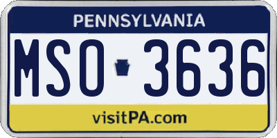 PA license plate MSO3636