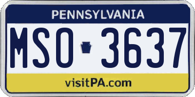 PA license plate MSO3637