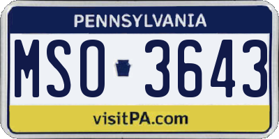 PA license plate MSO3643