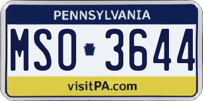 PA license plate MSO3644
