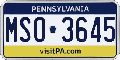 PA license plate MSO3645