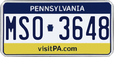PA license plate MSO3648