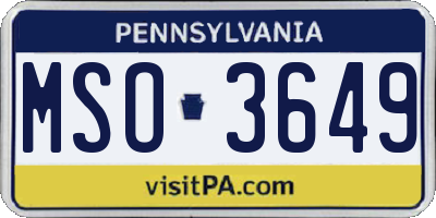 PA license plate MSO3649