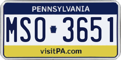 PA license plate MSO3651