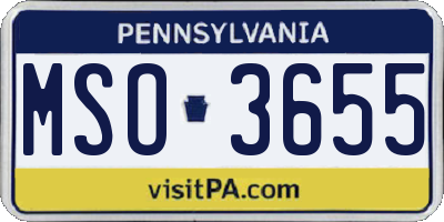 PA license plate MSO3655