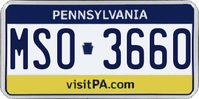 PA license plate MSO3660