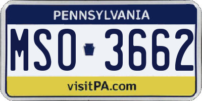 PA license plate MSO3662