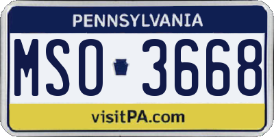 PA license plate MSO3668