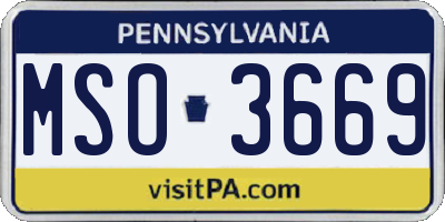 PA license plate MSO3669