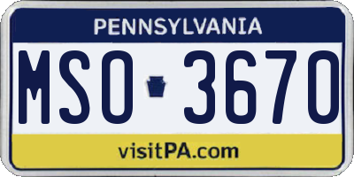 PA license plate MSO3670