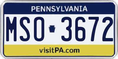 PA license plate MSO3672
