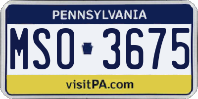 PA license plate MSO3675