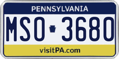 PA license plate MSO3680