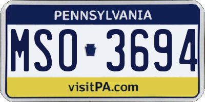 PA license plate MSO3694