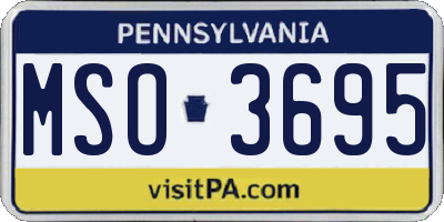 PA license plate MSO3695