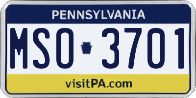 PA license plate MSO3701