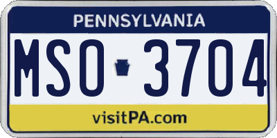 PA license plate MSO3704