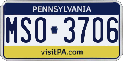 PA license plate MSO3706