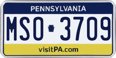 PA license plate MSO3709