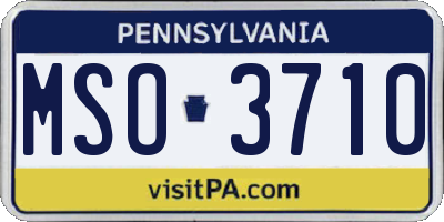 PA license plate MSO3710