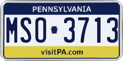 PA license plate MSO3713
