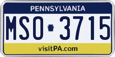 PA license plate MSO3715