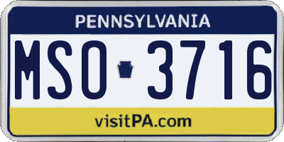 PA license plate MSO3716