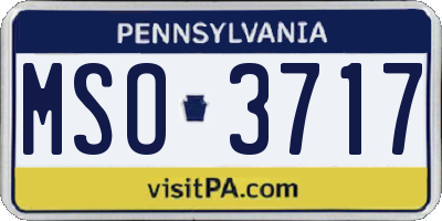 PA license plate MSO3717