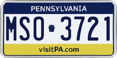 PA license plate MSO3721