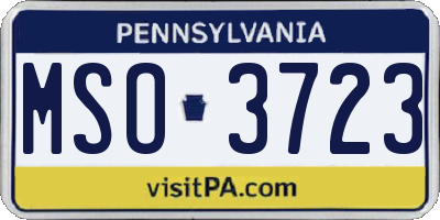 PA license plate MSO3723