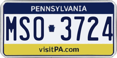 PA license plate MSO3724