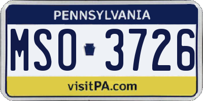 PA license plate MSO3726