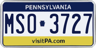 PA license plate MSO3727