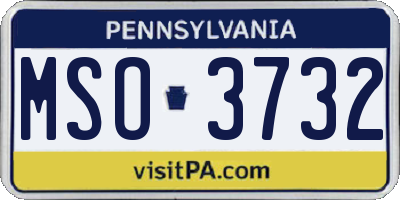 PA license plate MSO3732