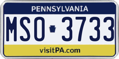 PA license plate MSO3733