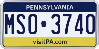 PA license plate MSO3740
