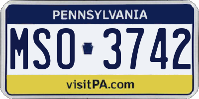 PA license plate MSO3742
