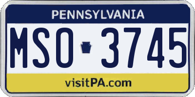 PA license plate MSO3745