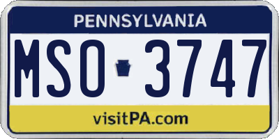 PA license plate MSO3747