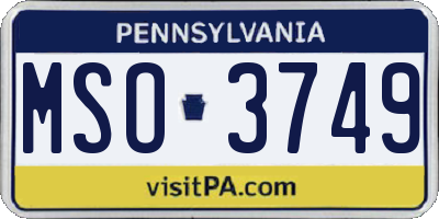 PA license plate MSO3749