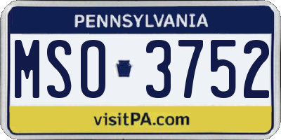 PA license plate MSO3752