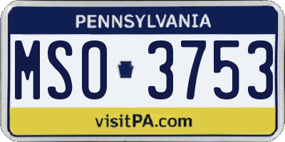PA license plate MSO3753