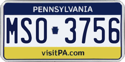 PA license plate MSO3756