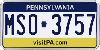 PA license plate MSO3757
