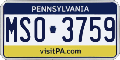 PA license plate MSO3759