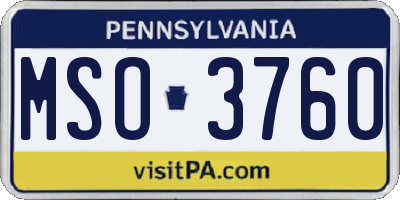 PA license plate MSO3760