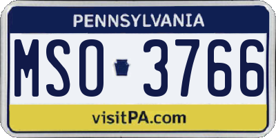 PA license plate MSO3766